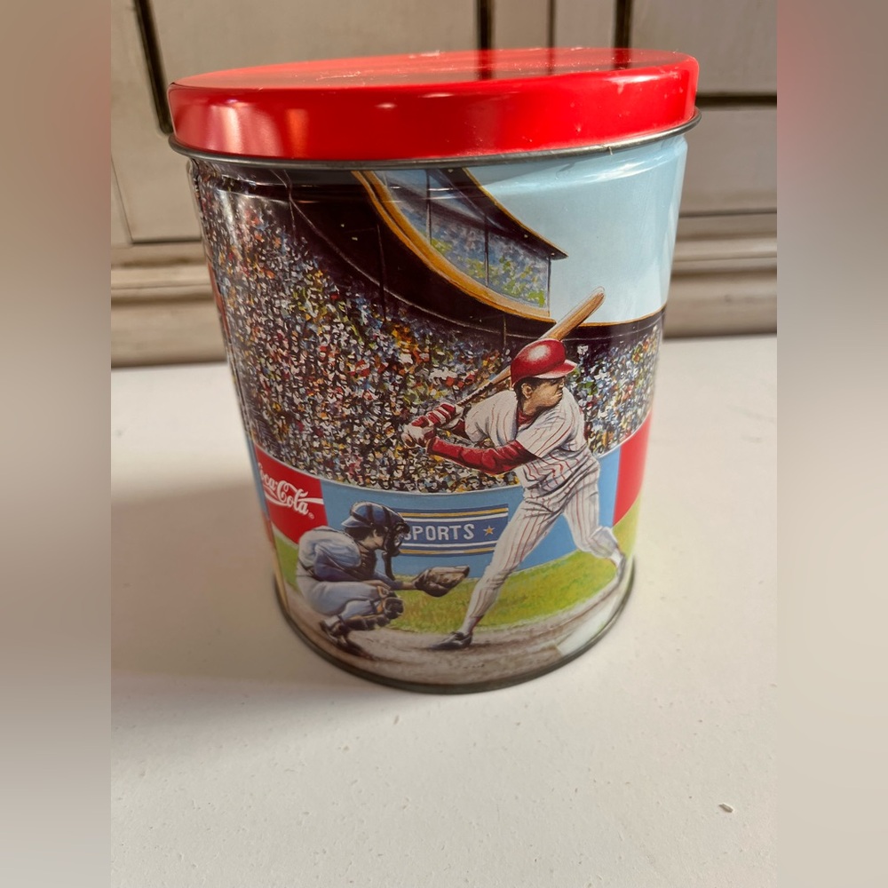 Vintage Coca Cola Collector Football Basketball Baseball Sports Tin w/puzzle